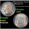 Image 1 : 1884-p Rainbow Toned Morgan Dollar $1 Grades Choice Unc
