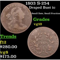 1803 S-254 Draped Bust Large Cent 1c Grades vg+