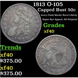 1813 O-105 Capped Bust Half Dollar 50c Grades xf