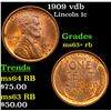 Image 1 : 1909 vdb Lincoln Cent 1c Grades Select+ Unc RB