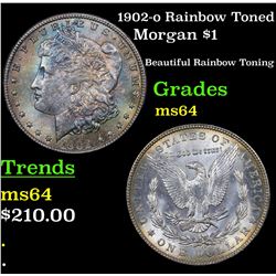 1902-o Rainbow Toned Morgan Dollar $1 Grades Choice Unc