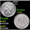 Image 1 : 1866 Three Cent Copper Nickel 3cn Grades Select+ Unc