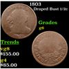 Image 1 : 1803 Draped Bust Half Cent 1/2c Grades g+