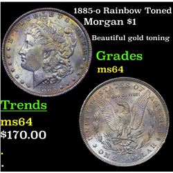 1885-o Rainbow Toned Morgan Dollar $1 Grades Choice Unc