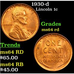 1930-d Lincoln Cent 1c Grades Choice Unc RD