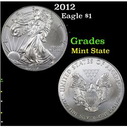 2012 Silver Eagle Dollar $1 Grades Mint State