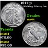 Image 1 : 1947-p Walking Liberty Half Dollar 50c Grades Choice Unc