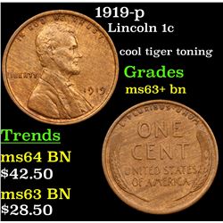 1919-p Lincoln Cent 1c Grades Select+ Unc BN