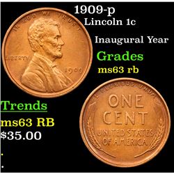 1909-p Lincoln Cent 1c Grades Select Unc RB