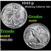 Image 1 : 1942-p Walking Liberty Half Dollar 50c Grades Choice Unc