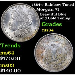 1884-o Rainbow Toned Morgan Dollar $1 Grades Choice Unc