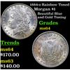 Image 1 : 1884-o Rainbow Toned Morgan Dollar $1 Grades Choice Unc
