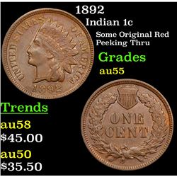 1892 Indian Cent 1c Grades Choice AU