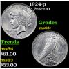 Image 1 : 1924-p Peace Dollar $1 Grades Select+ Unc