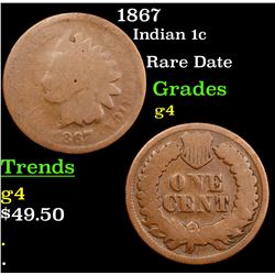 1867 Indian Cent 1c Grades g, good