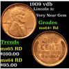 Image 1 : 1909 vdb Lincoln Cent 1c Grades Choice+ Unc RD