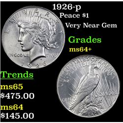 1926-p Peace Dollar $1 Grades Choice+ Unc