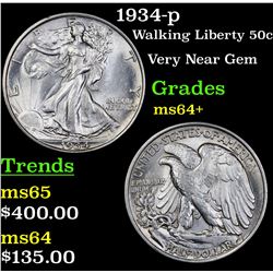 1934-p Walking Liberty Half Dollar 50c Grades Choice+ Unc