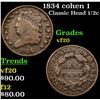Image 1 : 1834 cohen 1 Classic Head half cent 1/2c Grades vf, very fine