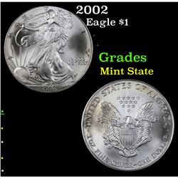 2002 Silver Eagle Dollar $1 Grades Mint State