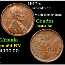 1917-s Lincoln Cent 1c Grades Choice Unc BN