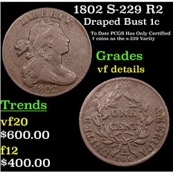 1802 S-229 R2 Draped Bust Large Cent 1c Grades vf details