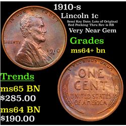 1910-s Lincoln Cent 1c Grades Choice+ Unc BN