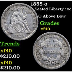 1858-o Seated Liberty Dime 10c Grades xf