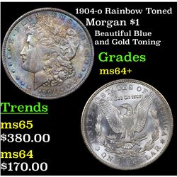 1904-o Rainbow Toned Morgan Dollar $1 Grades Choice+ Unc