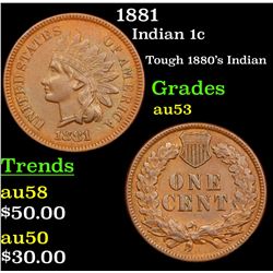 1881 Indian Cent 1c Grades Select AU