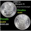 Image 1 : 1883-o Morgan Dollar $1 Grades GEM Unc