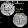 Image 1 : 1937-p Mercury Dime 10c Grades Select Unc
