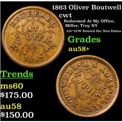 1863 Oliver Boutwell Civil War Token 1c Grades Choice AU/BU Slider+