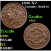 Image 1 : 1836 N2 Coronet Head Large Cent 1c Grades vf, very fine