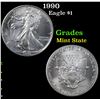 Image 1 : 1990 Silver Eagle Dollar $1 Grades Mint State
