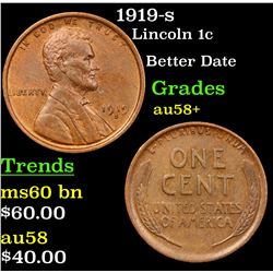 1919-s Lincoln Cent 1c Grades Choice AU/BU Slider+