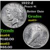 Image 1 : 1922-d Peace Dollar $1 Grades Select+ Unc