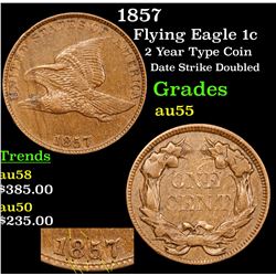 1857 Flying Eagle Cent 1c Grades Choice AU