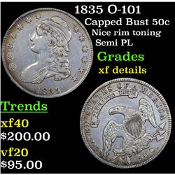 1835 O-101 Capped Bust Half Dollar 50c Grades xf details