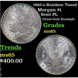 1885-o Rainbow Toned Morgan Dollar $1 Grades GEM Unc