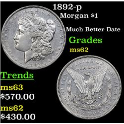 1892-p Morgan Dollar $1 Grades Select Unc