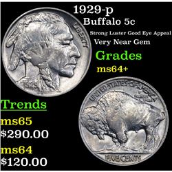 1929-p Buffalo Nickel 5c Grades Choice+ Unc