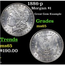 1886-p Morgan Dollar $1 Grades GEM Unc