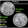 Image 1 : 1946-p Walking Liberty Half Dollar 50c Grades Select+ Unc
