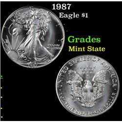 1987 Silver Eagle Dollar $1 Grades Mint State