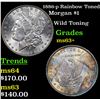 Image 1 : 1886-p Rainbow Toned Morgan Dollar $1 Grades Select+ Unc