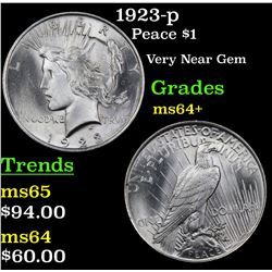 1923-p Peace Dollar $1 Grades Choice+ Unc