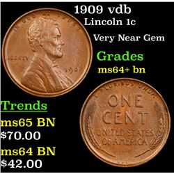 1909 vdb Lincoln Cent 1c Grades Choice+ Unc BN