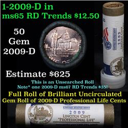 ***Auction Highlight*** Full 1c orig shotgun roll, 2009-d Professional Life Lincoln Cent Roll United