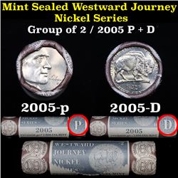 Gorup of 2 2005 Westward Journey Jefferson Nickel shotgun Rolls, United States Mint Wrapper